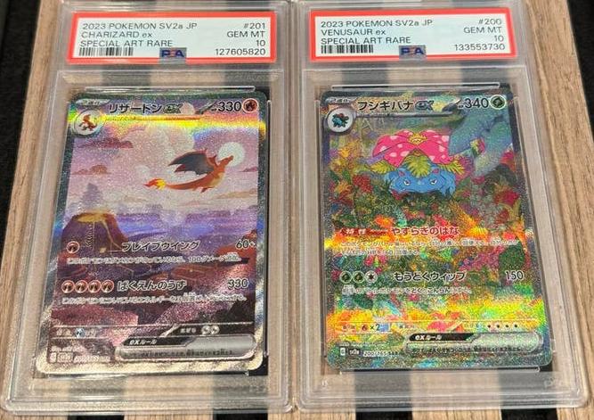 ‼️Pokémon Charizard & Venusaur ex 151 (JP) PSA 10‼️, Ophalen of Verzenden, Zo goed als nieuw