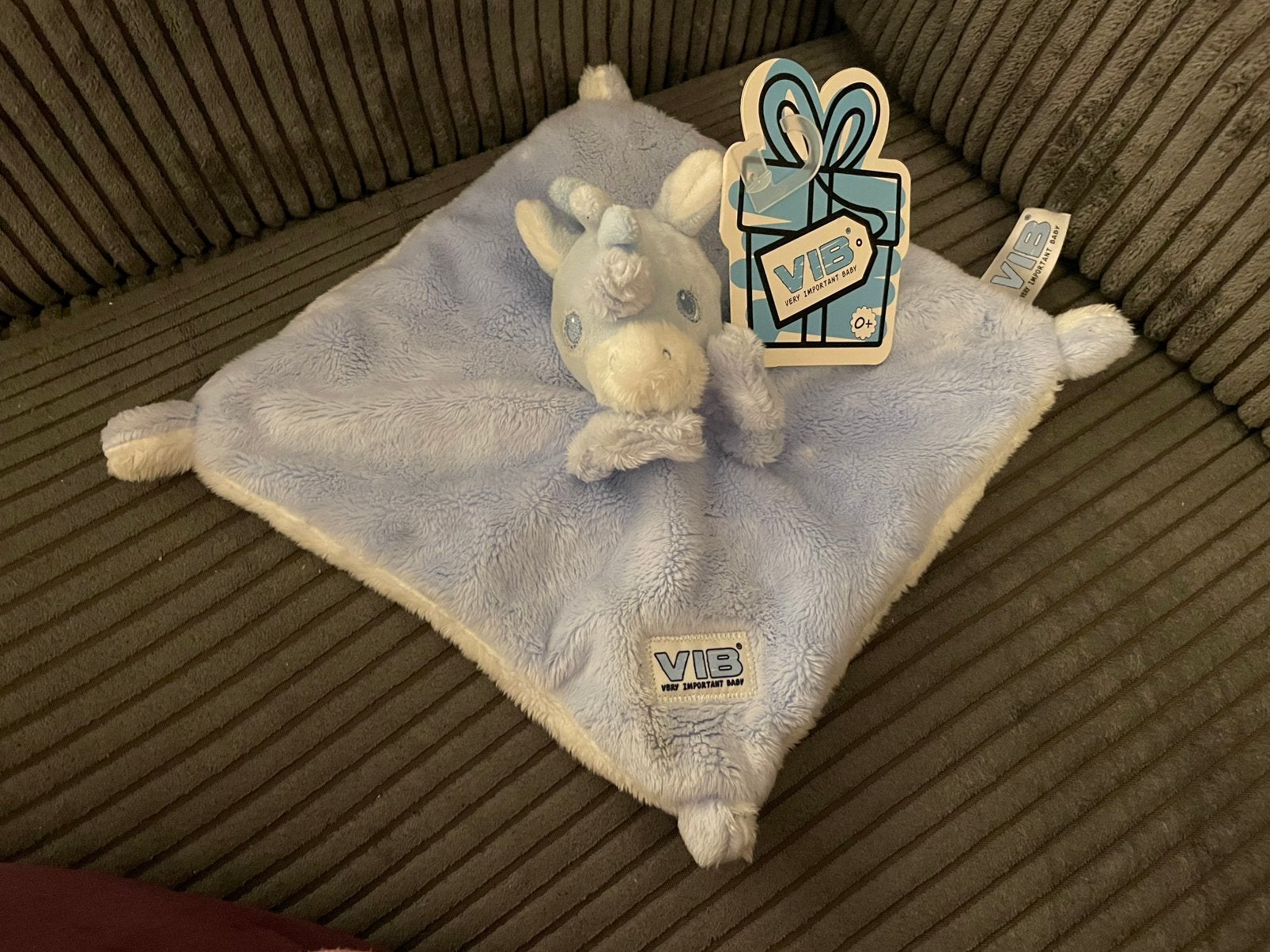 Knuffeldoekje babydoekje knuffel blauw VIB blauw eenhoorn, Ophalen of Verzenden, Nieuw, Kraamcadeau