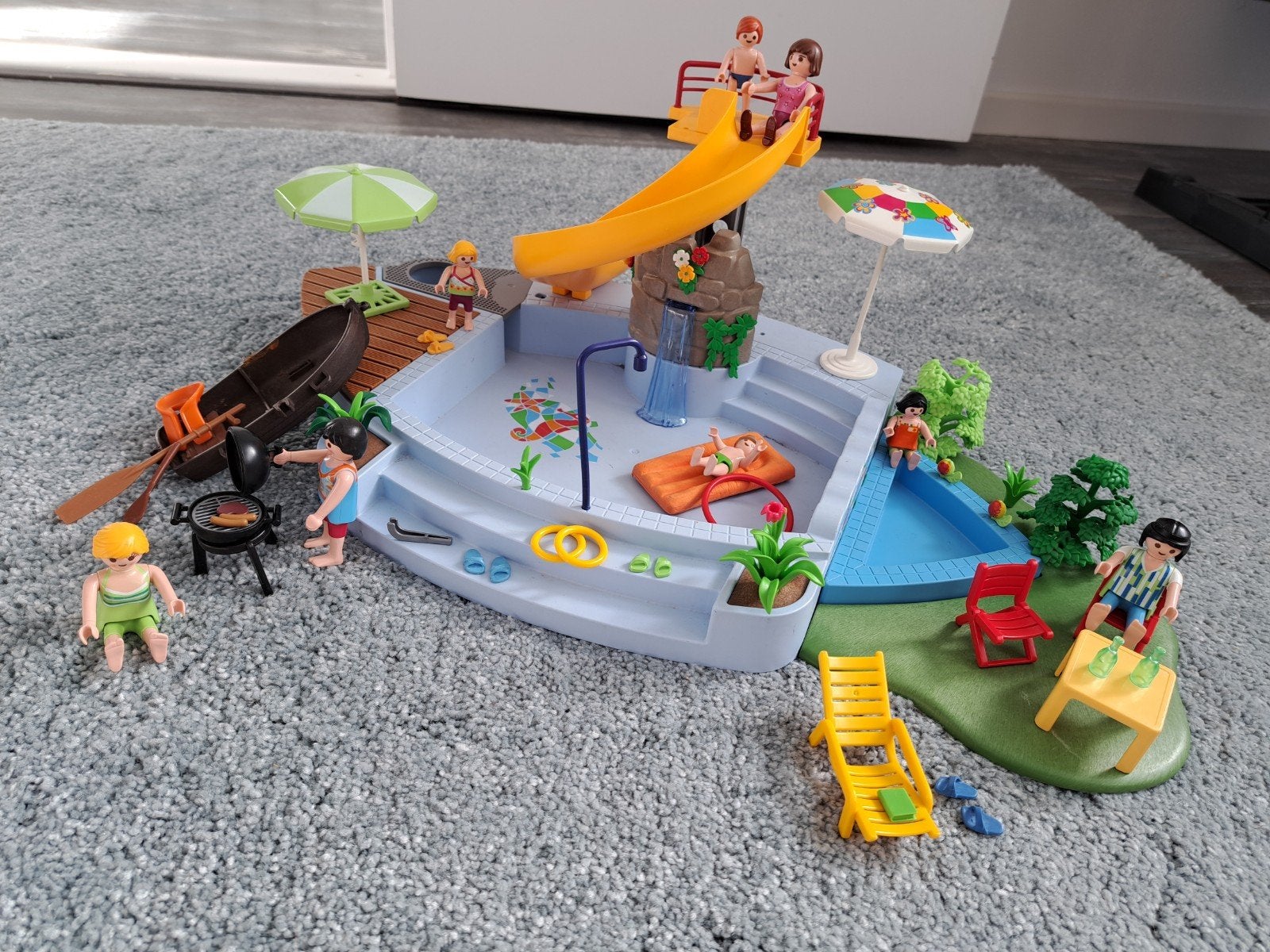 Playmobil Zwembad met glijbaan en accessoires, Ophalen of Verzenden, Gebruikt, Jongen of Meisje