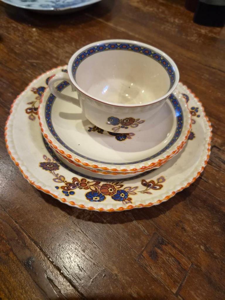 Adams England Ivory Art Deco Servies Trio - Bloemmotief, Ophalen of Verzenden
