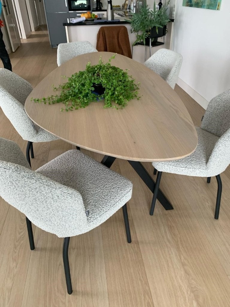 eiken eettafel organisch of deens ovaal, Huis en Inrichting, Tafels | Eettafels, 100 tot 150 cm, Verzenden, Vijf personen of meer