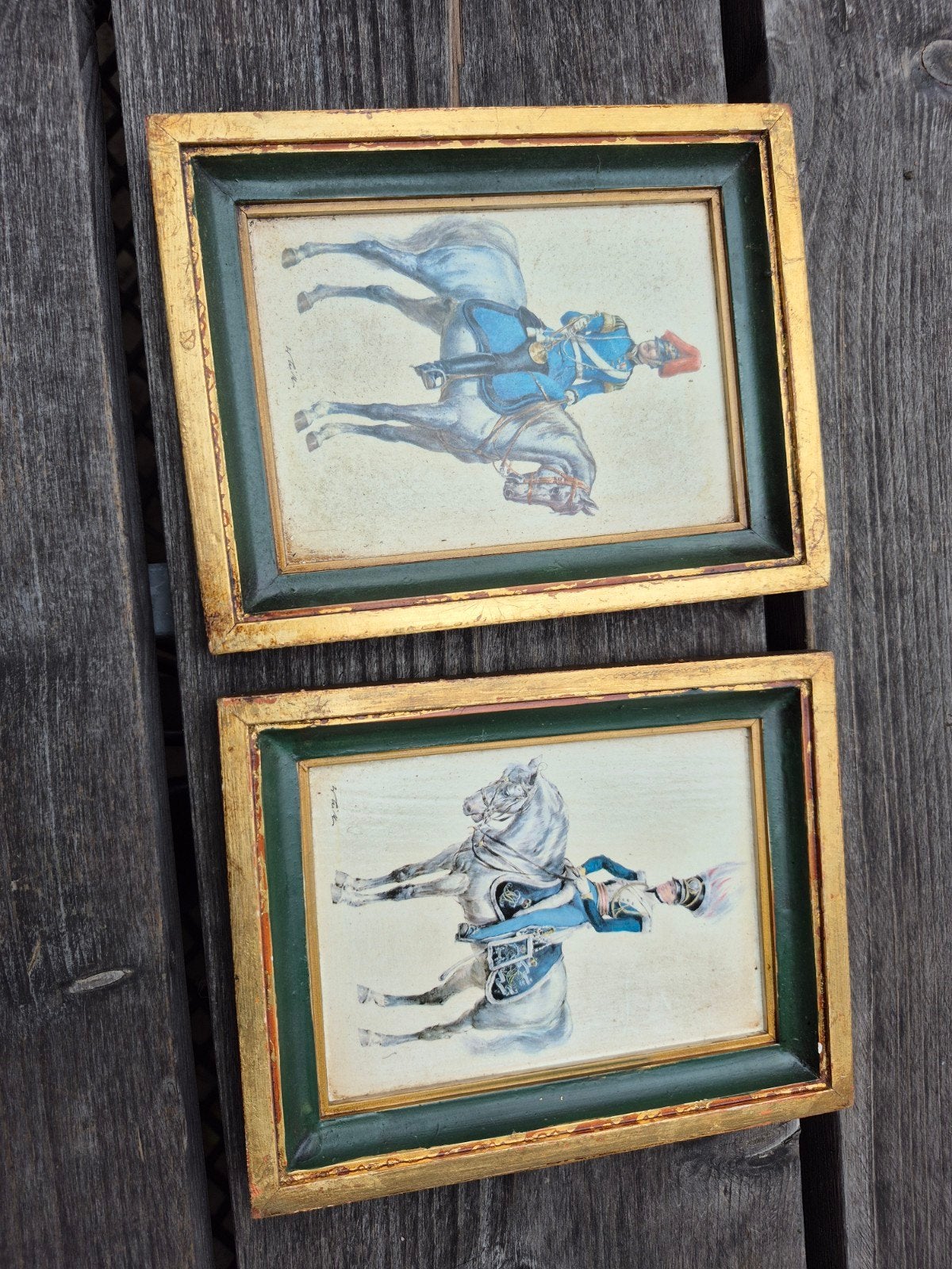 2 ingelijste cavalerie afbeeldingen, postkaartformaat, Portret of Personen, Ophalen of Verzenden, Klassiek, Print