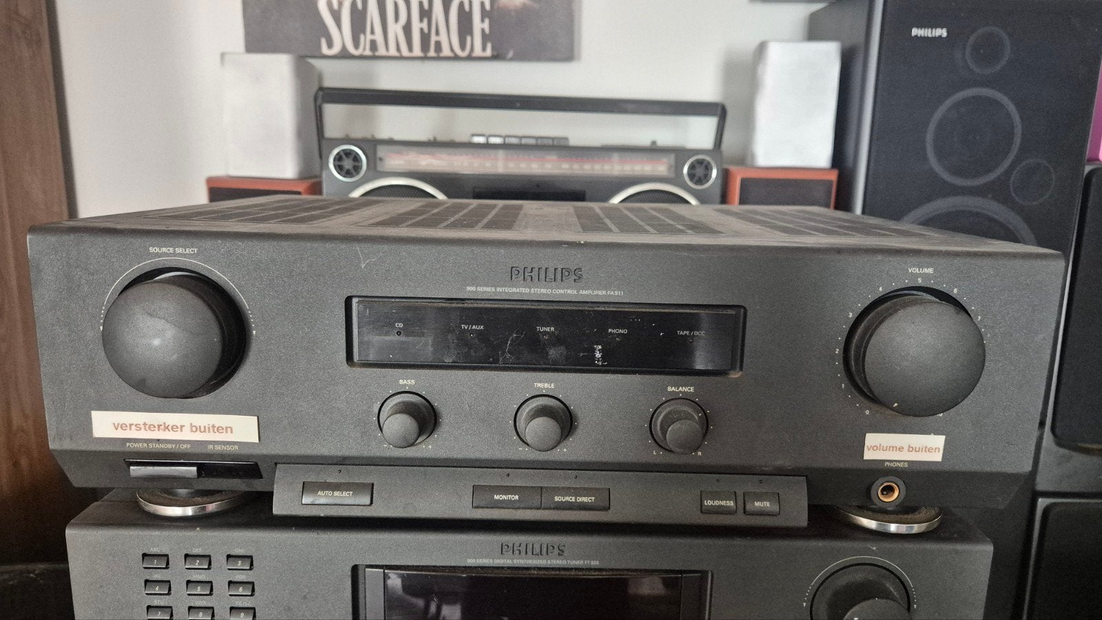 Philips FA911/00S Versterker - Vintage Audio, Overige merken, Gebruikt, Ophalen of Verzenden, 120 watt of meer