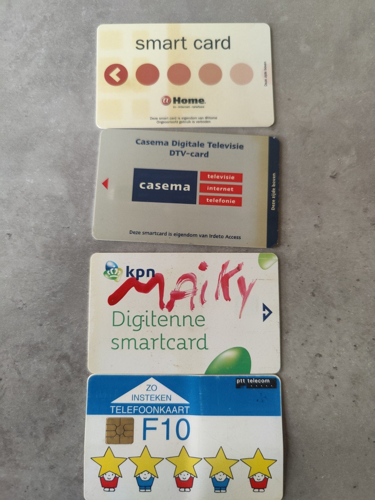 Verzameling van 4 Oude Smartcards en Telefoonkaart, Ophalen of Verzenden