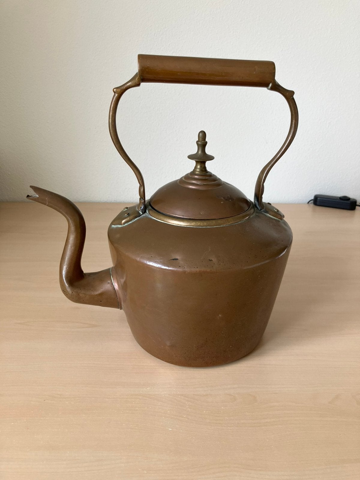 Antieke Koperen Theeketel met koperen handvat, Antiek en Kunst, Ophalen, Koper