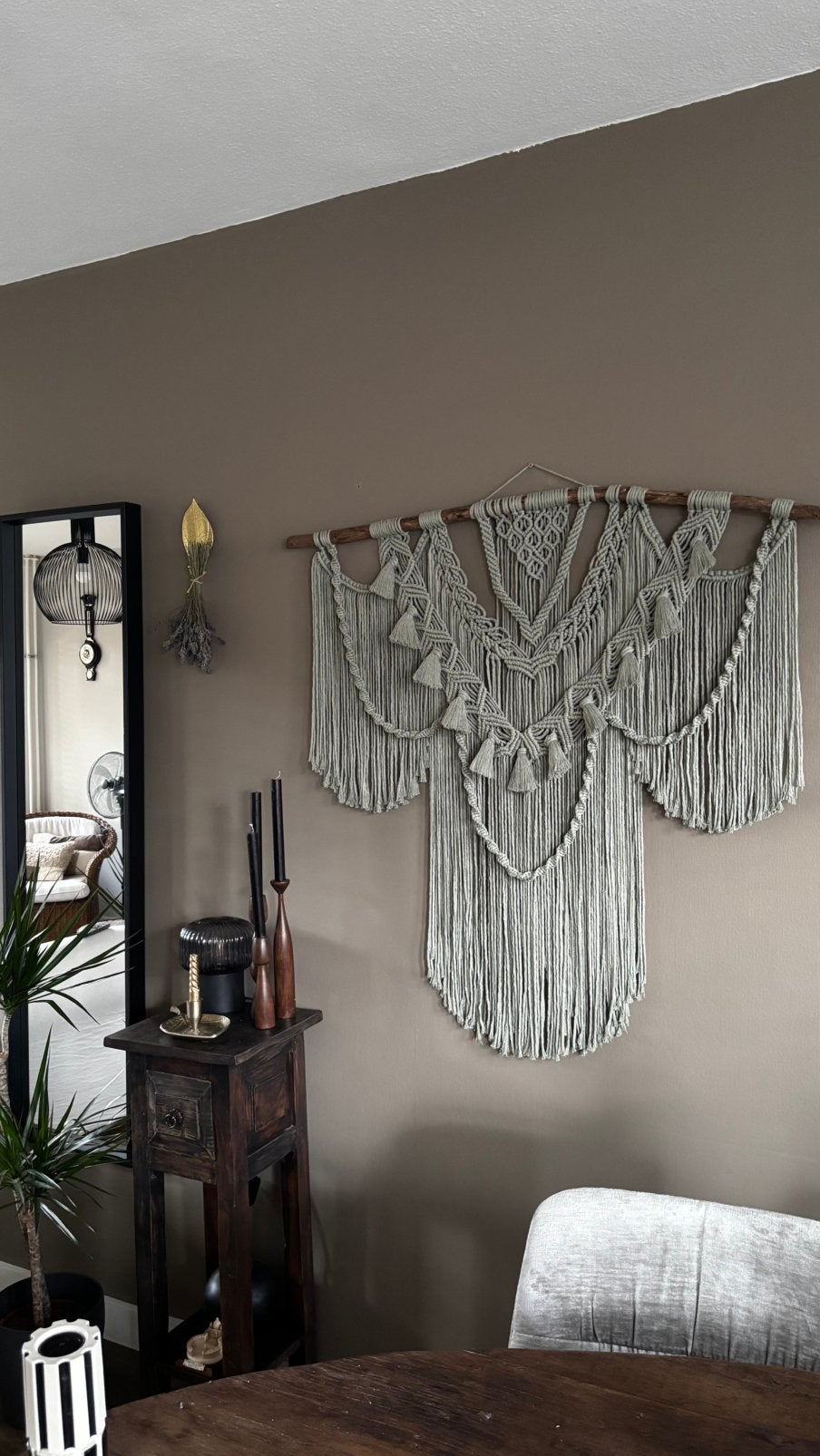 Macramé wanddecoratie, Boho, Decoratieobject, 100 cm, Ophalen of Verzenden