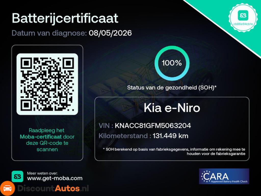 Kia E-Niro ExecutiveLine 64 kWh Full option 100% SOH, Auto's, Gebruikt, 1712 kg, 174 min, Zwart