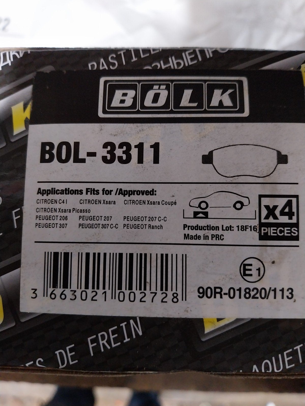 BOLK Remblokken BOL-3311 voor Citroën/Peugeot (Nieuw), Ophalen of Verzenden, Nieuw, Citroën