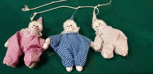 clowntjes 3 stuks, porseleinen hoofd, Ophalen of Verzenden