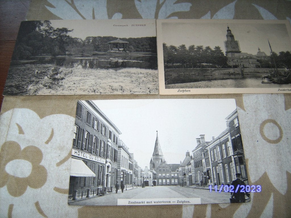 3Zutphen Coenespark Zuiderhaven Zaadmarkt met Watertoren oud, Ophalen of Verzenden, 1920 tot 1940, Ongelopen, Gelderland