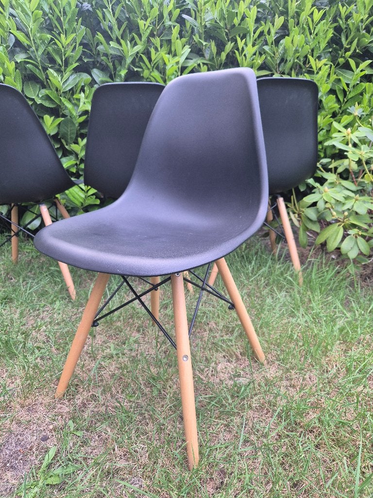 4 kuipstoelen, zwart, Ophalen, Hout, Zwart, Scandinavisch