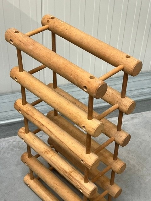 Nissen wijnrek vintage Deens design jaren 60 wine rack, Ophalen, 50 – 75, Gebruikt, 5 tot 15 flessen