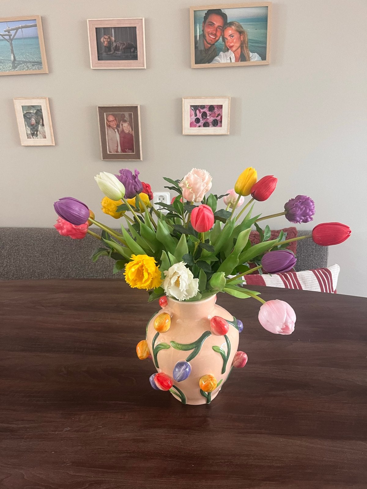 Nep tulpen + vaas Intratuin - Zo goed als nieuw, Ophalen, Zo goed als nieuw, Inclusief decoratie, Meerkleurig