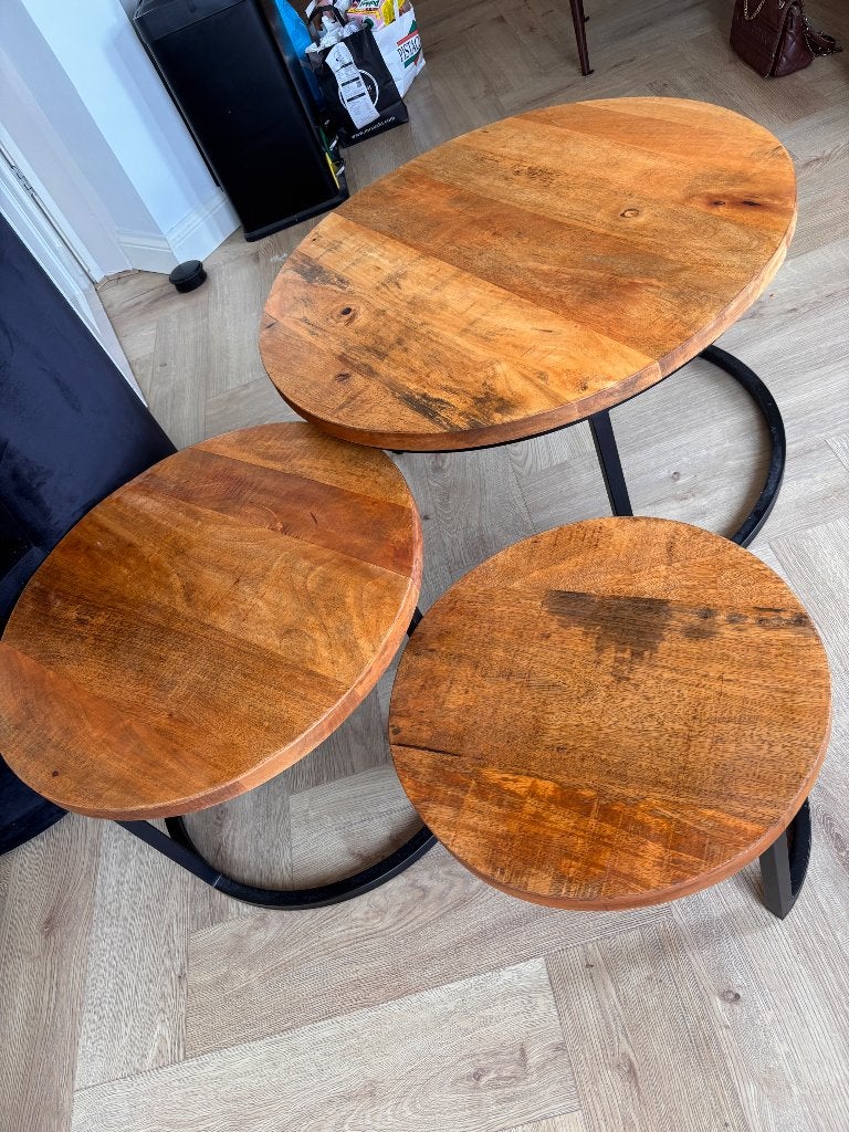 3delige salontafel set, Ophalen, 50 tot 100 cm, Rond, 50 tot 100 cm
