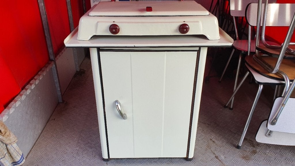 Emaillen Gasstel 2 pits Gietijzer met FOBRUX uit 1947 kan, Ophalen, 50 tot 100 cm, Zo goed als nieuw, 25 tot 50 cm