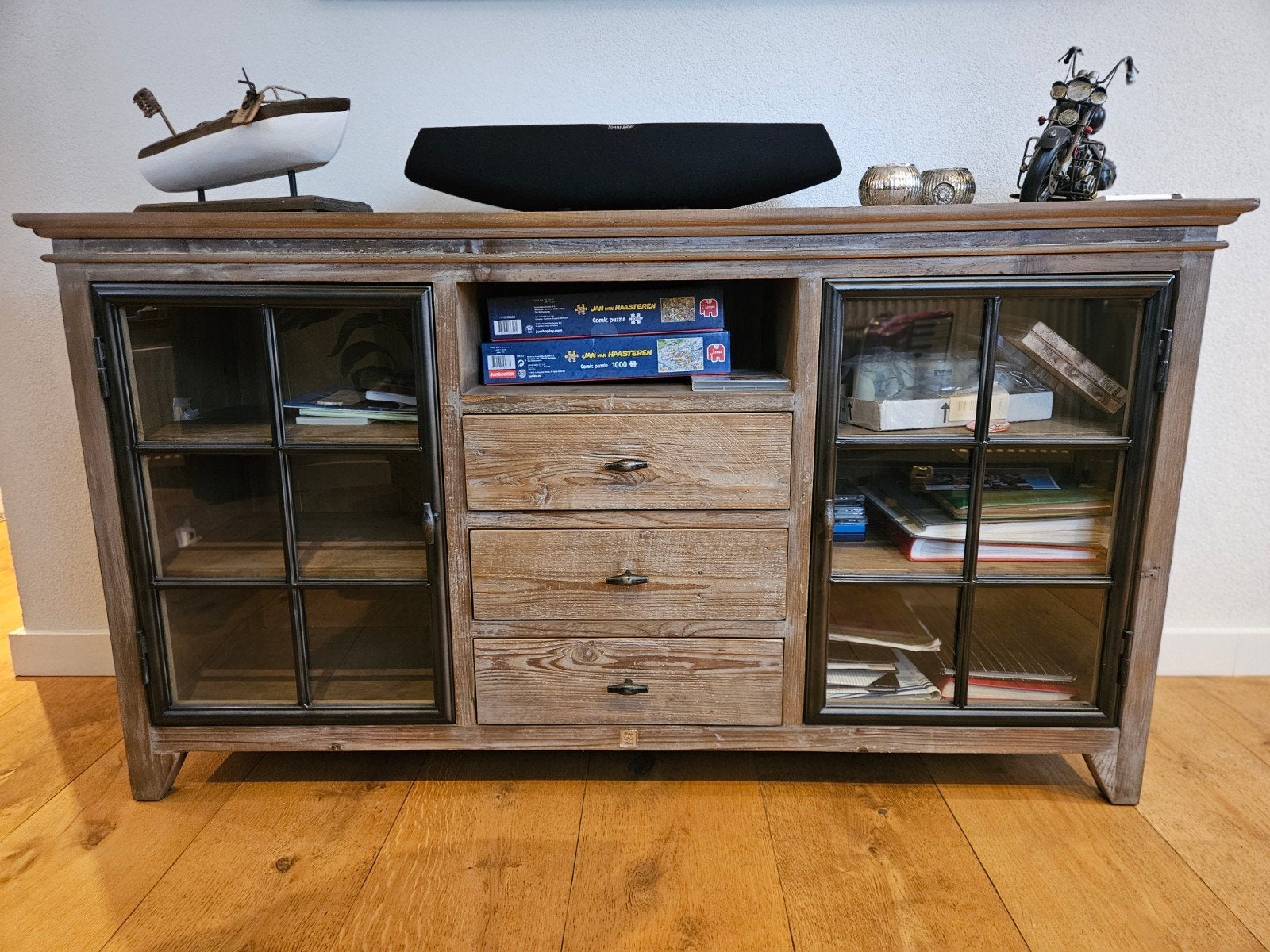 Riviera Maison dressoir, Ophalen, Industrieel landelijk, 150 tot 200 cm, Met lade(s)