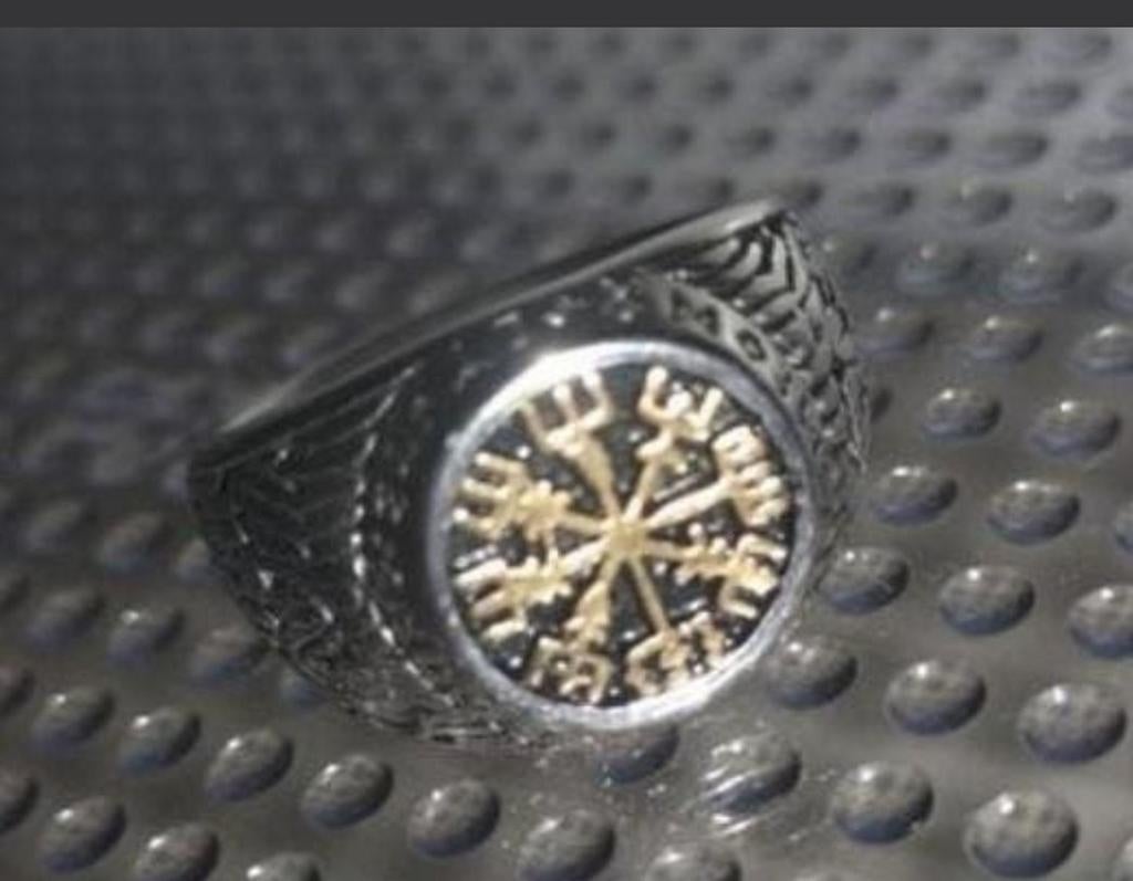 Stoere Outlaws Amsterdam ring - Zilverkleurig met goudkleur, Gebruikt, IJzer of Staal, 19 tot 20, Heer