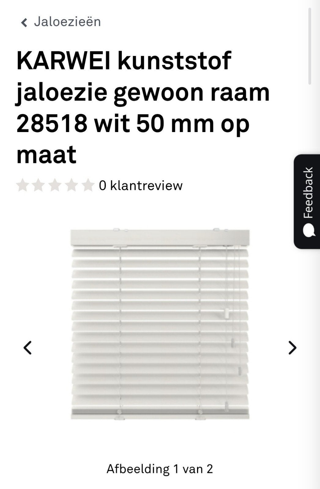 KARWEI kunststof jaloezie wit 92.1x181 cm, Ophalen, Jaloezie, Wit, Karwei