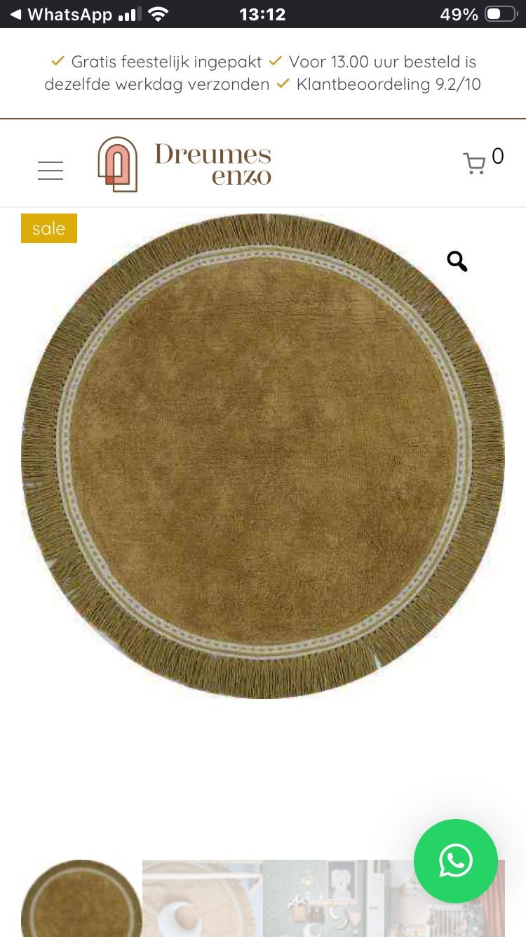 Rond Vloerkleed Tapis Petit Anna Oker. 110cm. Laagpolig., Rond, Ophalen of Verzenden, Zo goed als nieuw, Groen
