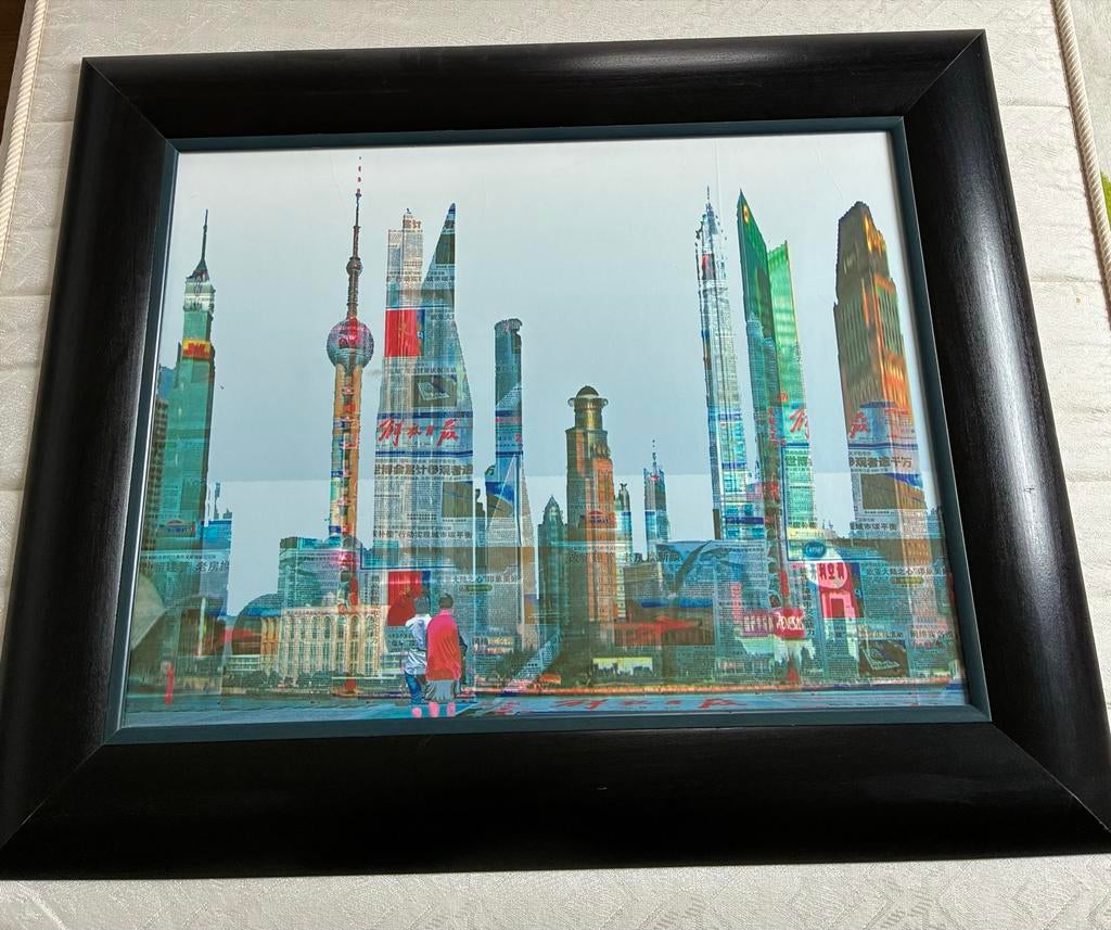 Modern Schilderij van Stadsgezicht - Shanghai Skyline, Antiek en Kunst, Ophalen of Verzenden