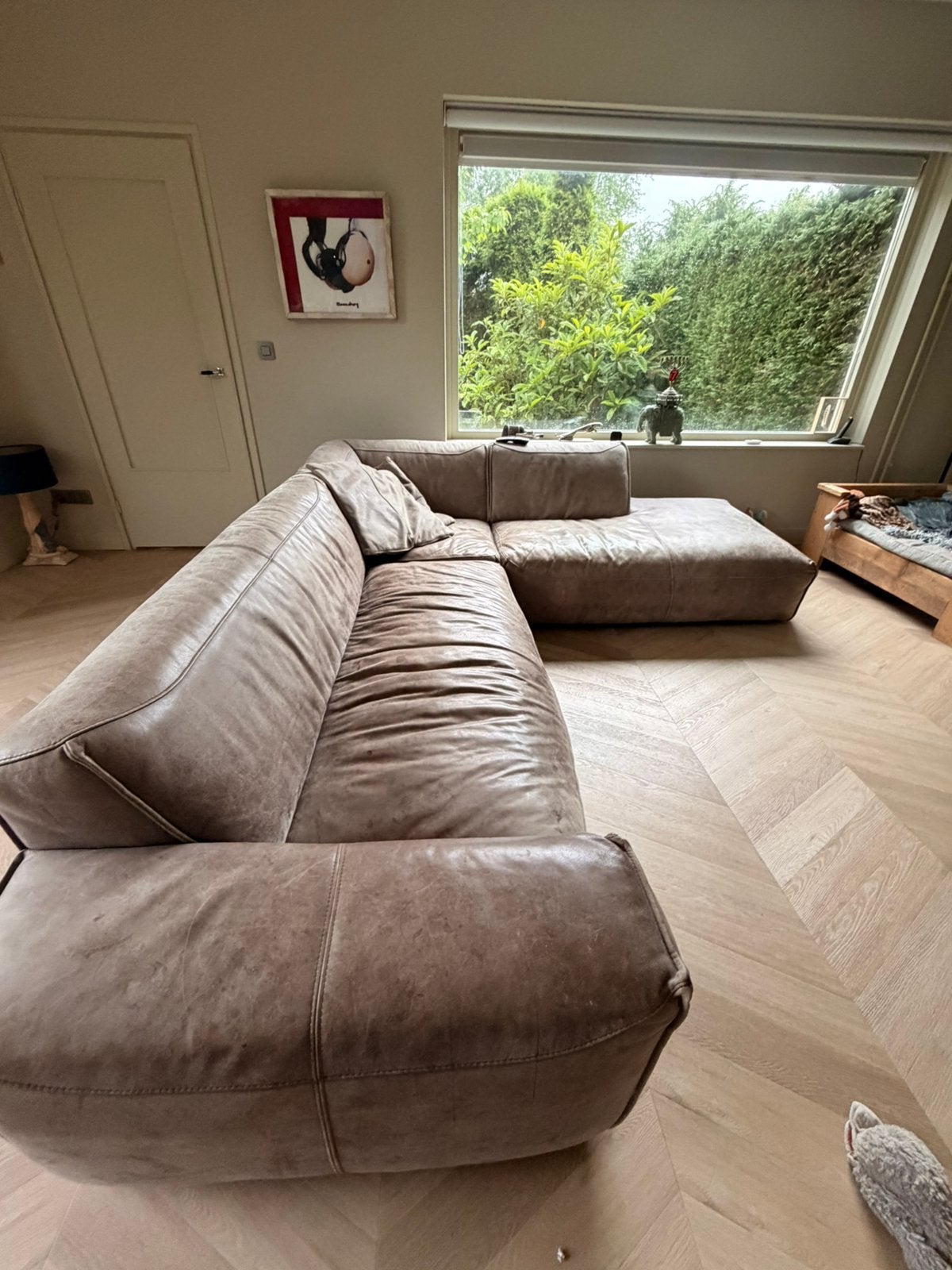 Leren bank (open leer, buffel), Ophalen, Gebruikt, Overige maten, 200 tot 250 cm
