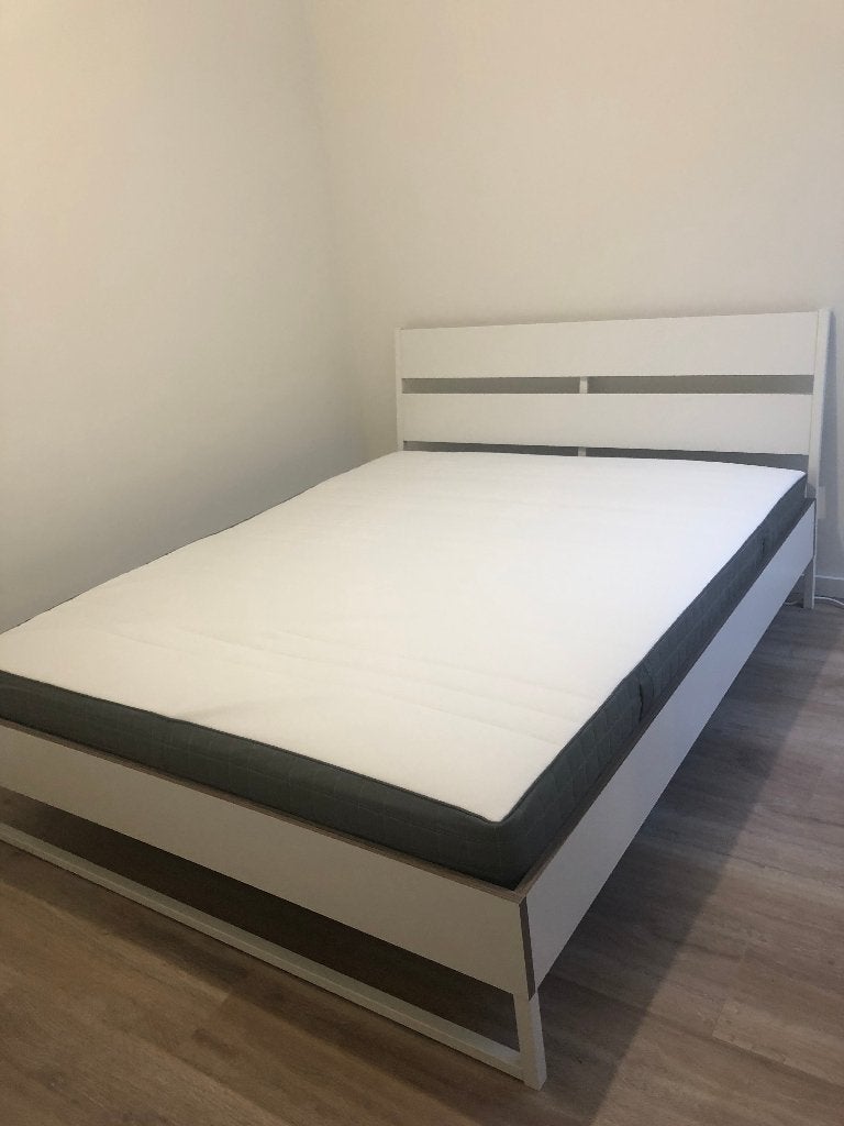 IKEA TRYSIL Bed Frame + Slats + FREE MORGEDAL Mattress, Ophalen, Gebruikt, Wit, Tweepersoons