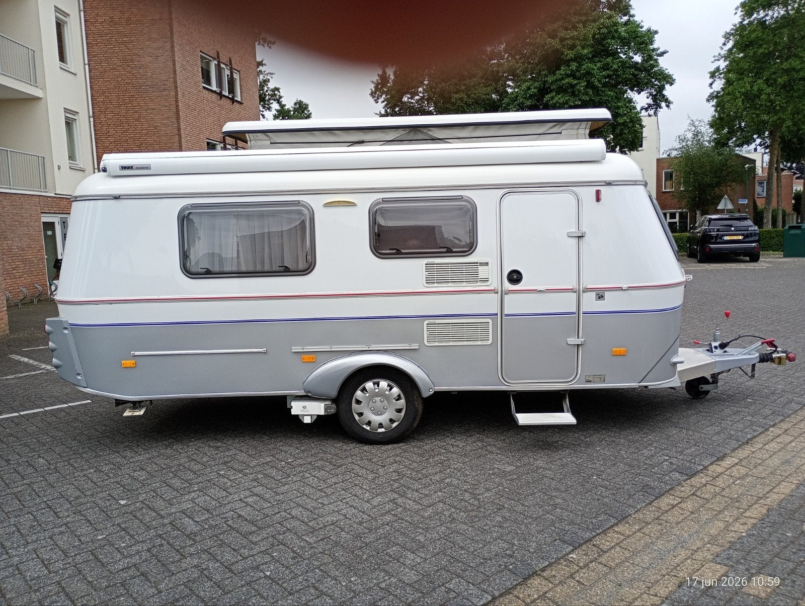 Nette Eriba Touring Pontos 660 met Queensbed en Mover, Caravans en Kamperen, Caravans, Treinzit, Particulier, 4 tot 5 meter, Eriba