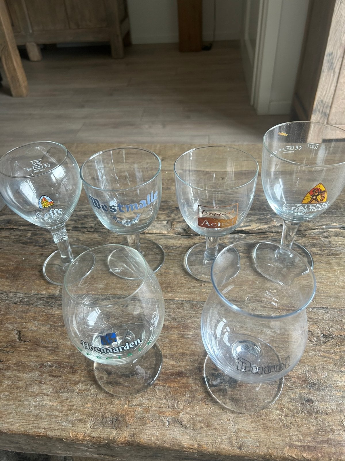 6 bierglazen, Ophalen of Verzenden, Zo goed als nieuw, Glas of Glazen, Overige merken