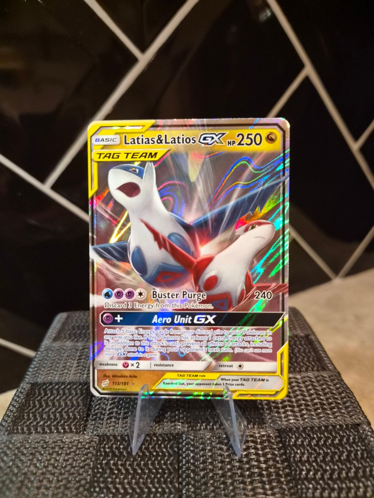 Latias & Latios GX Tag Team 113/181 - Team Up, Ophalen of Verzenden, Zo goed als nieuw, Losse kaart, Foil