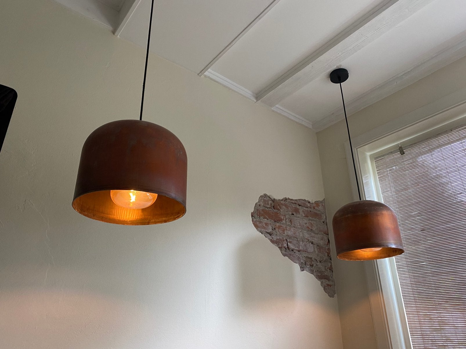 Massief koper hanglampen handgemaakt, Ophalen of Verzenden, Zo goed als nieuw, Metaal, Minder dan 50 cm