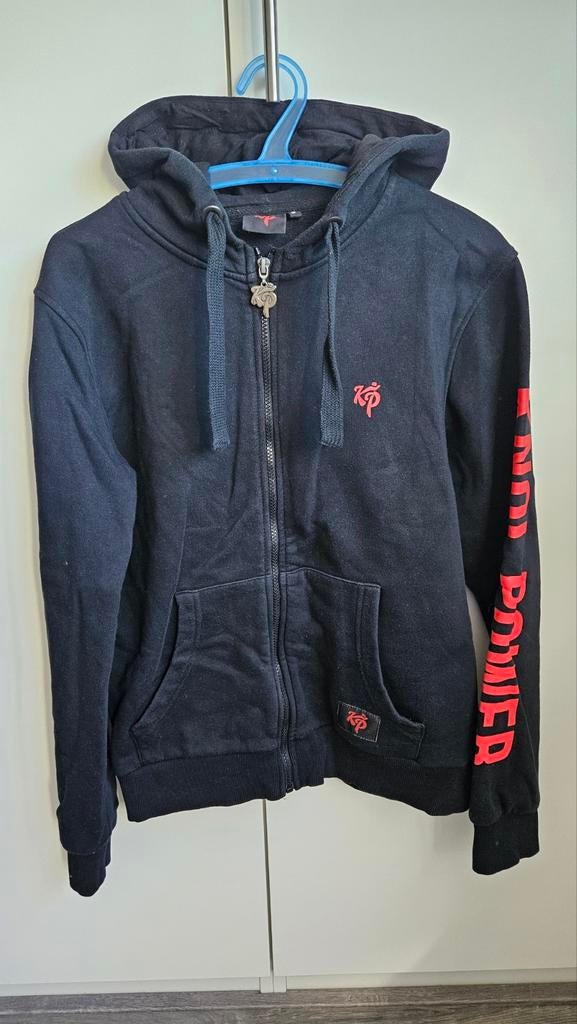 Zwarte Knolpower hoodie met rits - Maat S, Zwart, Ophalen of Verzenden, Maat 36 (S), Gedragen