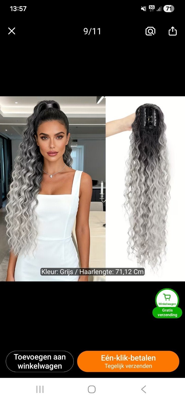 Paardenstaart met krullen nieuw haar extensions, Sieraden, Tassen en Uiterlijk, Uiterlijk | Haarverzorging, Ophalen, Zo goed als nieuw