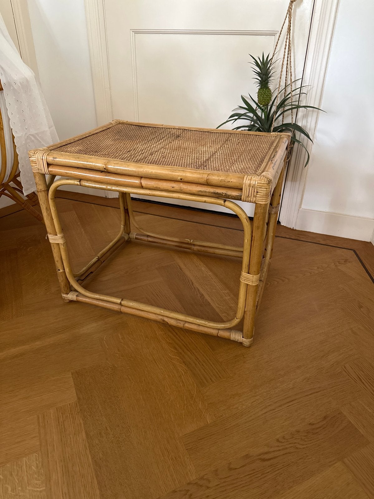 Rotan bijzettafel/ rieten tafel/ tuintafel/ bijzettafel, Overige materialen, Gebruikt, 55 tot 75 cm, Rechthoekig