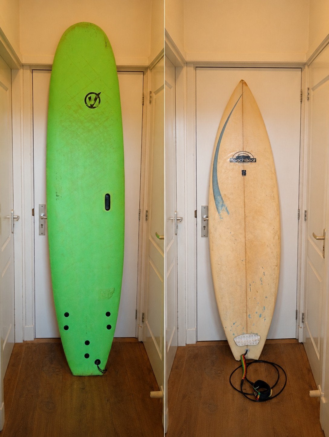 Surfboard Set: Beach Beat 6'10 + Vision Softboard 8'2, Watersport en Boten, Golfsurfen, Gebruikt, Overige typen, Met vinnen, Met draagtas