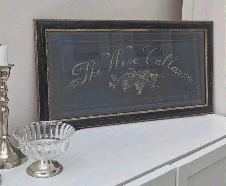 Vintage bord/poster "The Wine Cellar", Ophalen, Gebruikt, Tekening, 5 – 50