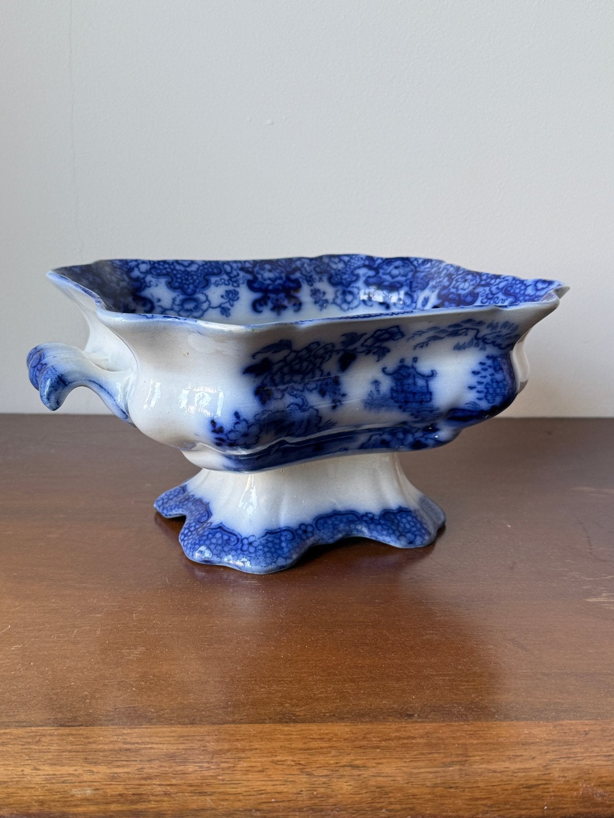 Antieke Kaolin Ware Chinese Blauw-Witte Kom, Ophalen