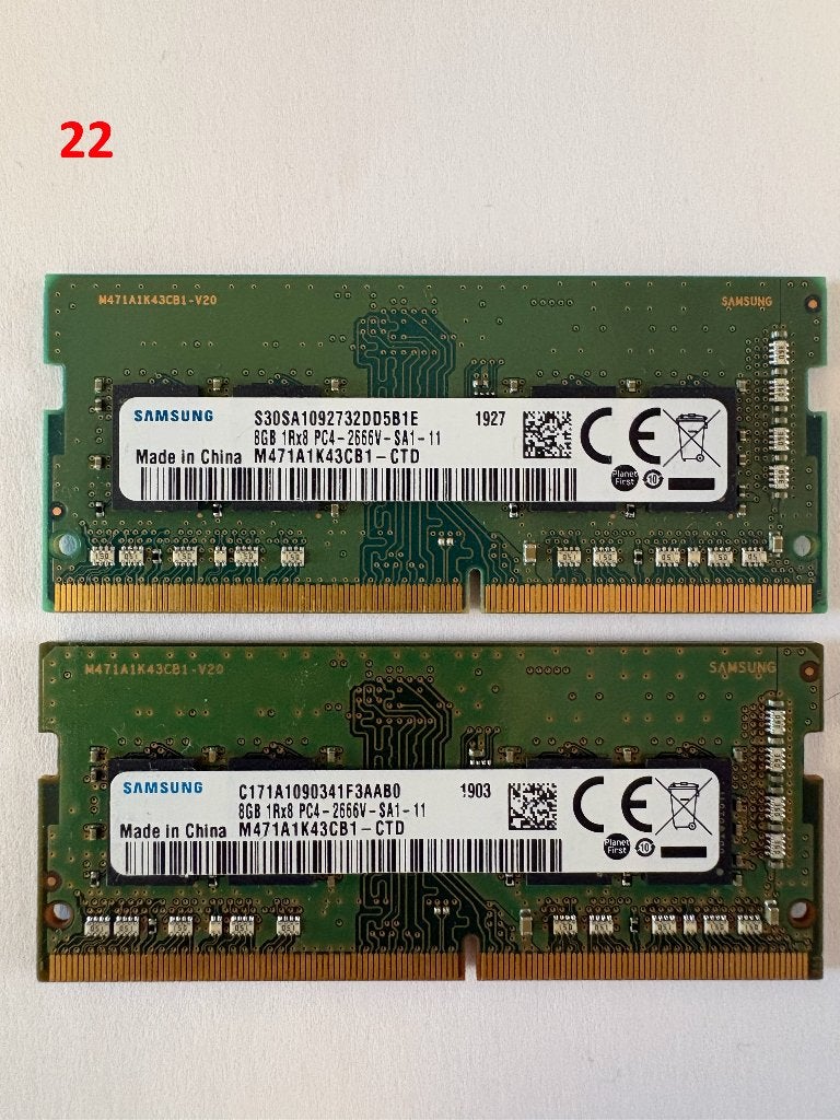 2 x Samsung 8GB DDR4-2666 SO-DIMM (16gb totaal), Computers en Software, Gebruikt, Verzenden, DDR4, Laptop