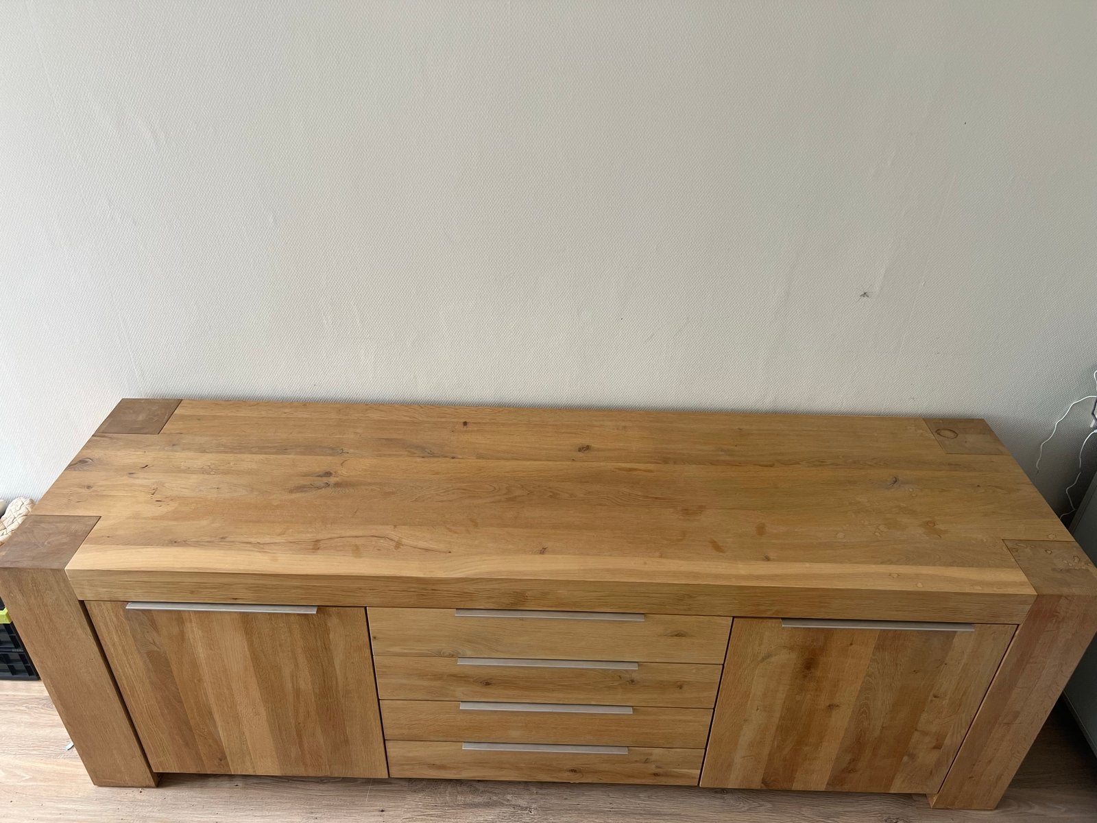 Groot houten dressoir met lades en kasten, Ophalen, Gebruikt, 200 cm of meer, Met lade(s)