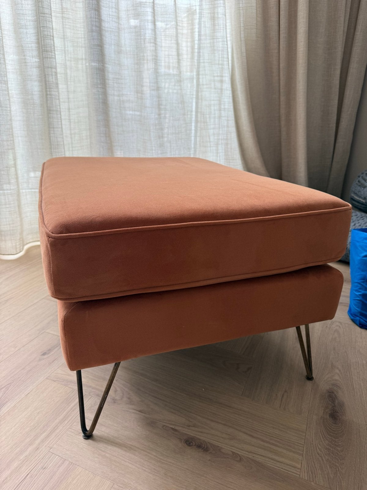 Fluwelen poef Topim - La Redoute Interieurs, Ophalen, 50 tot 75 cm, Zo goed als nieuw, 75 tot 100 cm