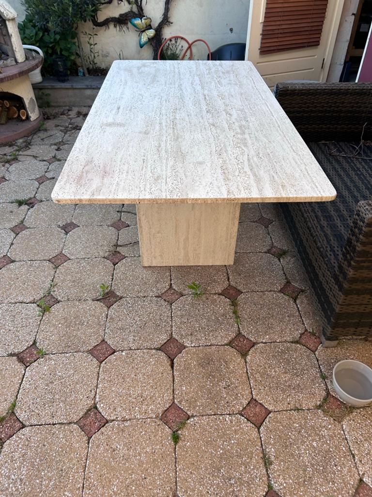 Witte marmeren tuintafel - 170x90 cm, Tuin en Terras, Tuintafels, Ophalen, Gebruikt, Rechthoekig, Overige materialen