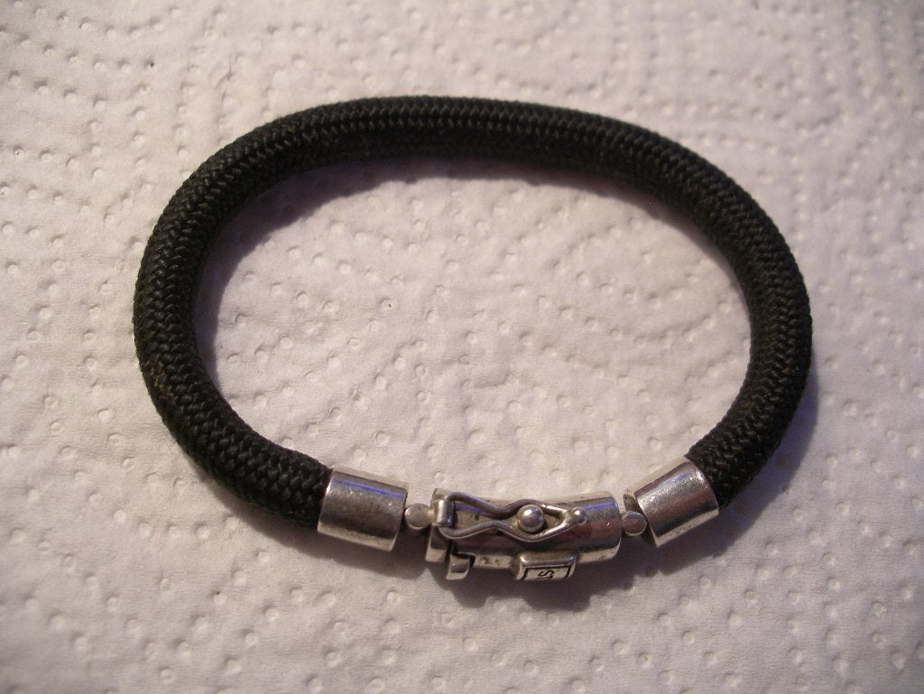 Een Zwarte Koord Armband met 925 Zilver sluiting van STOER, Sieraden, Tassen en Uiterlijk, Verzenden, Zilver, Armband