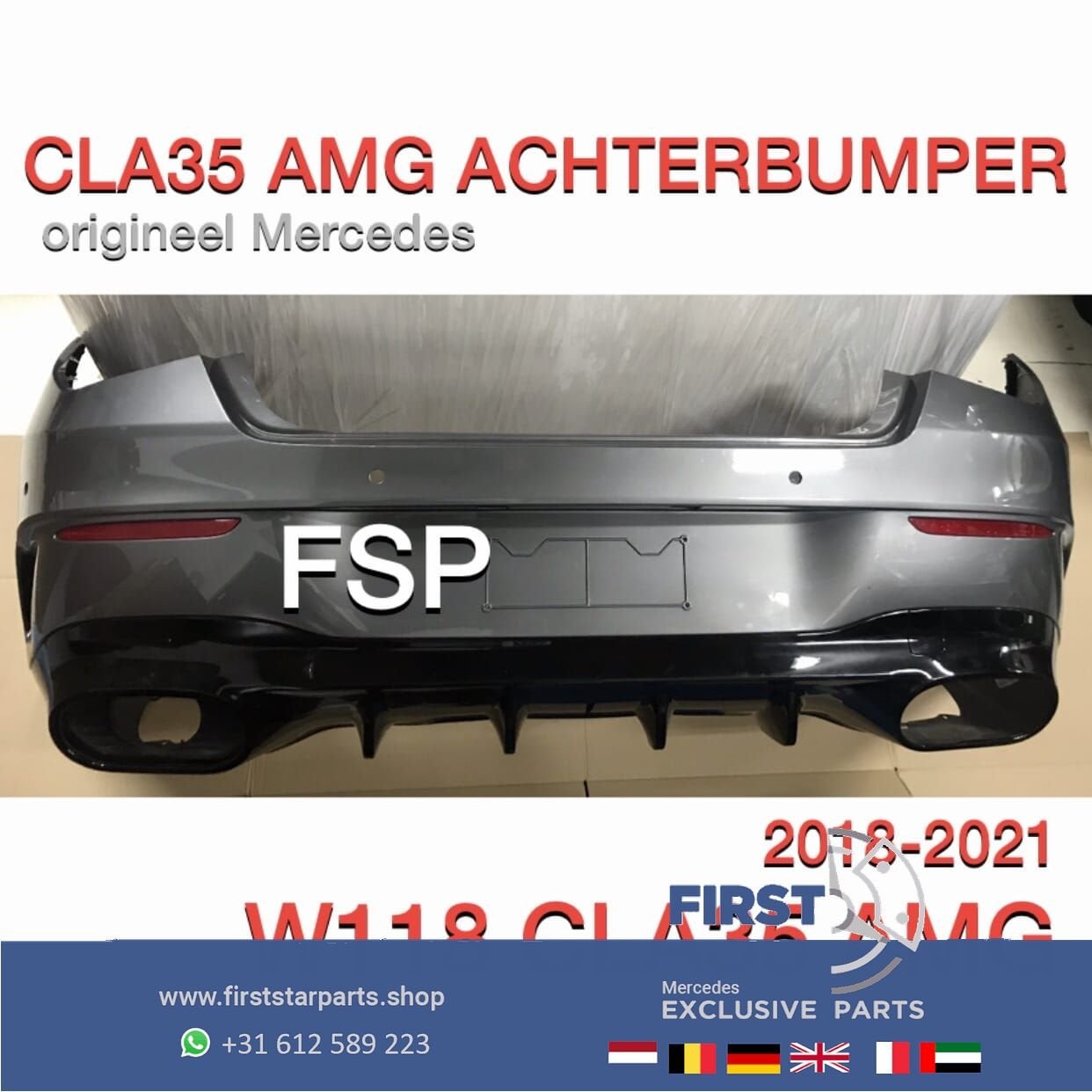W118 C118 CLA 35 AMG ACHTERBUMPER + DIFFUSER origineel Merce, Gebruikt, -, Ophalen of Verzenden, Achter