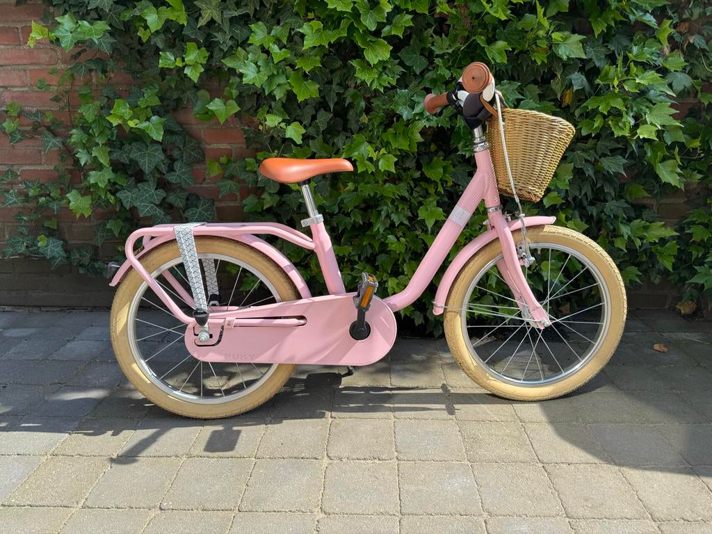 Puky kinderfiets 18 inch - Roze met mandje, Fietsen en Brommers, Fietsen | Kinderfietsjes, Ophalen, Gebruikt, Terugtraprem, 16 tot 20 inch