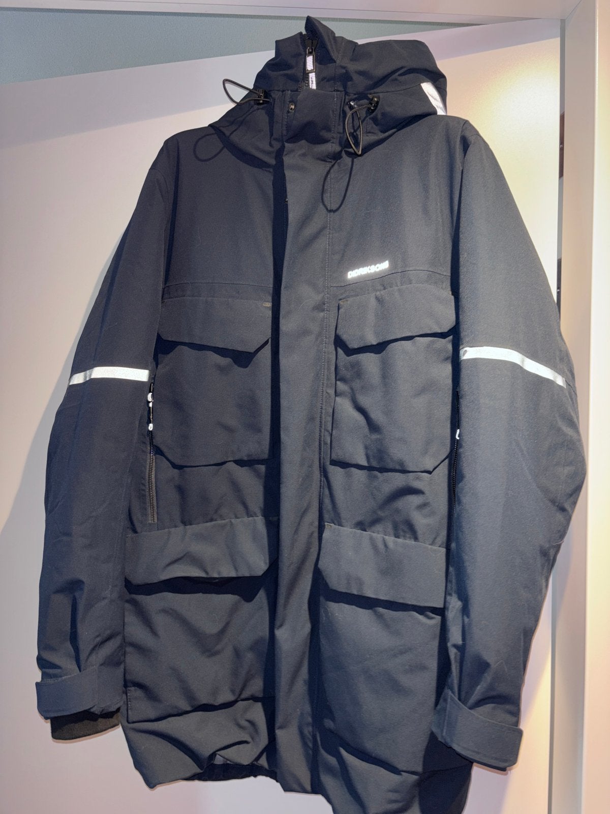 Didrikson heren parka, gevoerd, maat L donkerblauw, Ophalen of Verzenden, Zo goed als nieuw, Maat 52/54 (L), Blauw