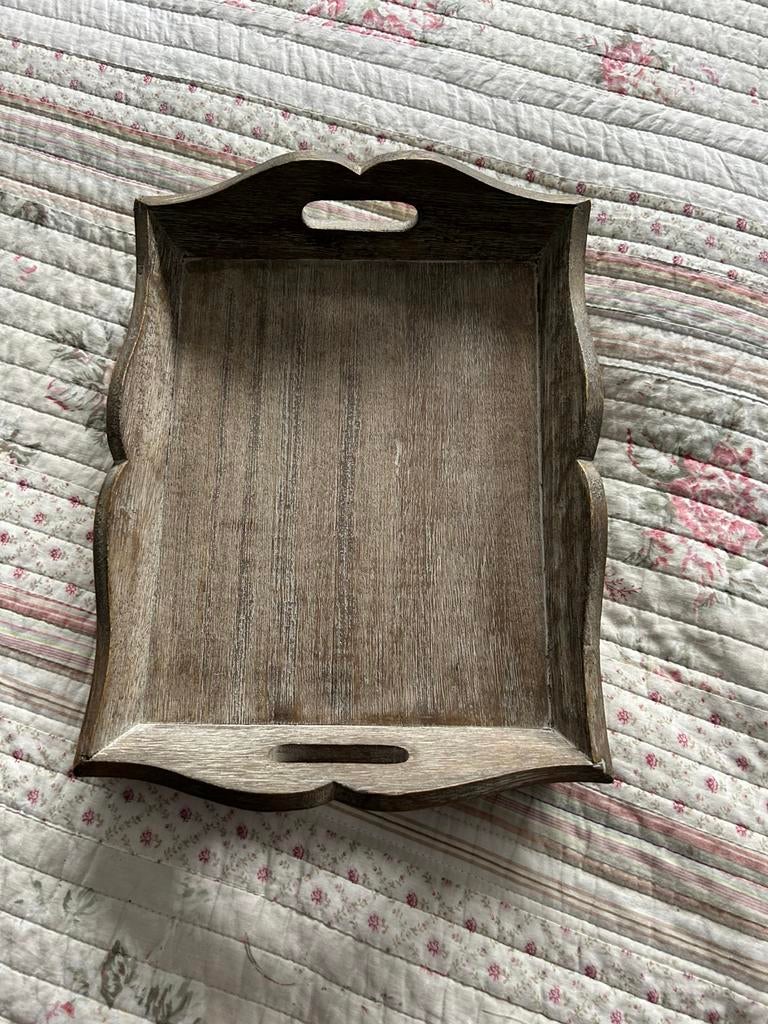 Houten armleuning dienblad, Huis en Inrichting, Ophalen of Verzenden, Zo goed als nieuw, Rechthoekig, Hout