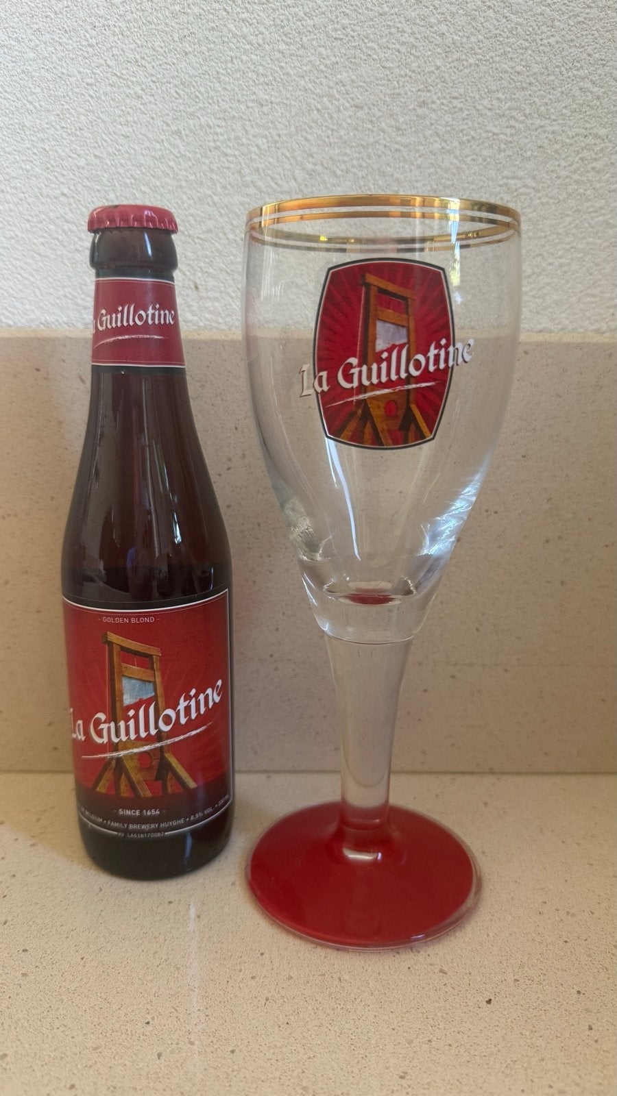 La Guillotine bierglas met flesje, vaderdag, Ophalen of Verzenden, Gebruikt