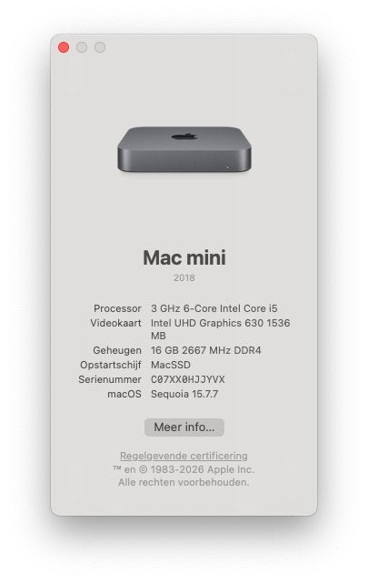 Mac mini 2018, Computers en Software, Apple Desktops, SSD, Ophalen of Verzenden, Mac Mini, 3 tot 4 Ghz