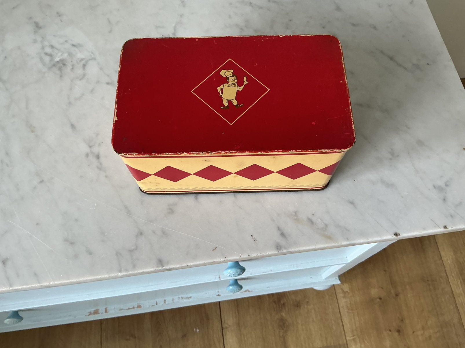 Oud bolletje onbijtkoek blik, Verzamelen, Blikken, Ophalen of Verzenden, Gebruikt, Overige, Bolletje
