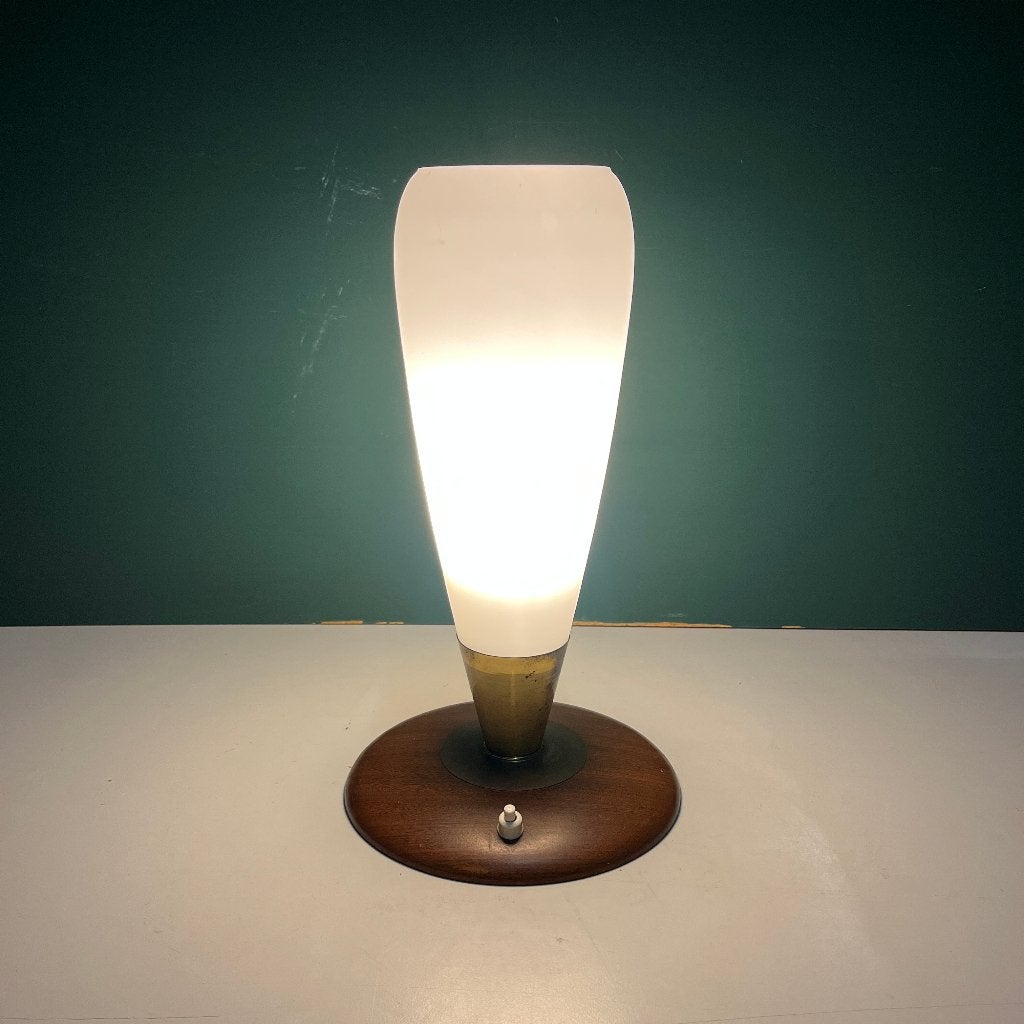 teak en messing lamp jaren 60 70 Deens design, Gebruikt, Teak, Deens design, Ophalen of Verzenden