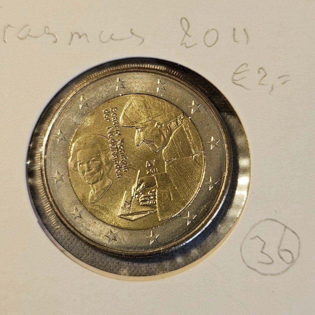 36 € 2,00 Nederland; Erasmus	2011, Ophalen of Verzenden, Overige landen, 2 euro, Losse munt